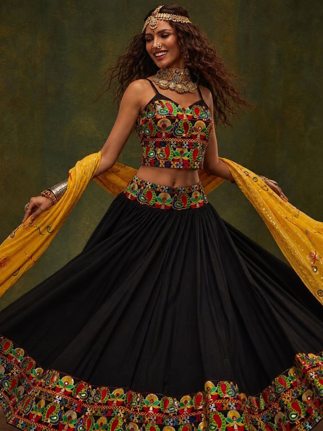 Ethnic Junction Ethnic Junction Embroidered Mirror Work Ready to Wear Lehenga & Blouse With Myntra sale