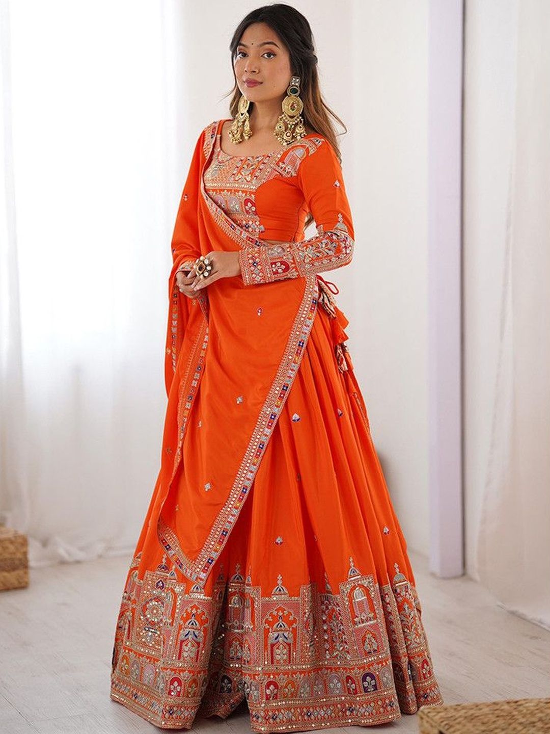 BAESD BAESD Embellished Mirror Work Semi-Stitched Lehenga & Blouse With Dupatta Myntra sale
