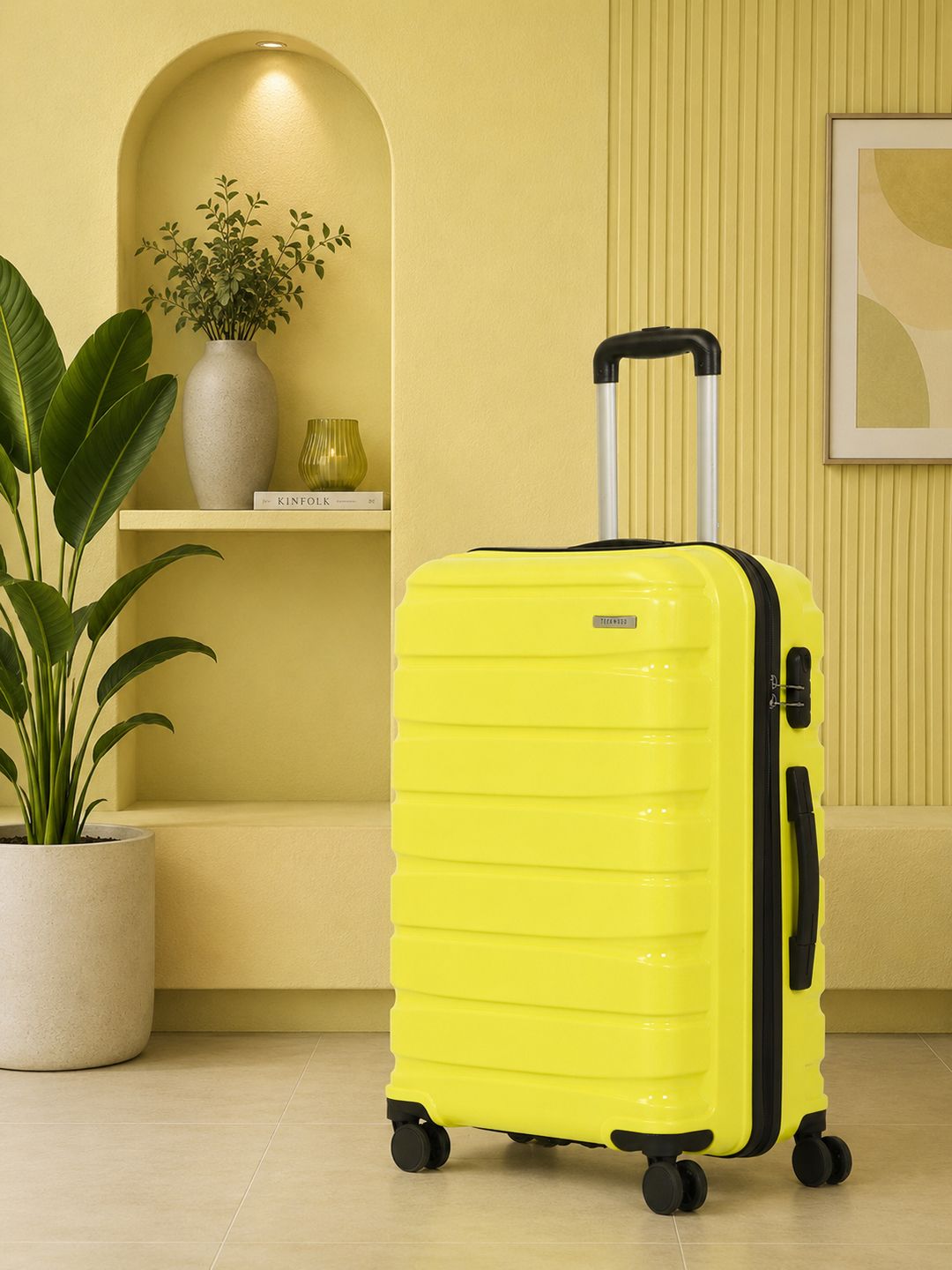 Teakwood Leathers India 360 Degree Rotation Hard-Sided Medium-Sized Trolley Bag 57L Myntra sale