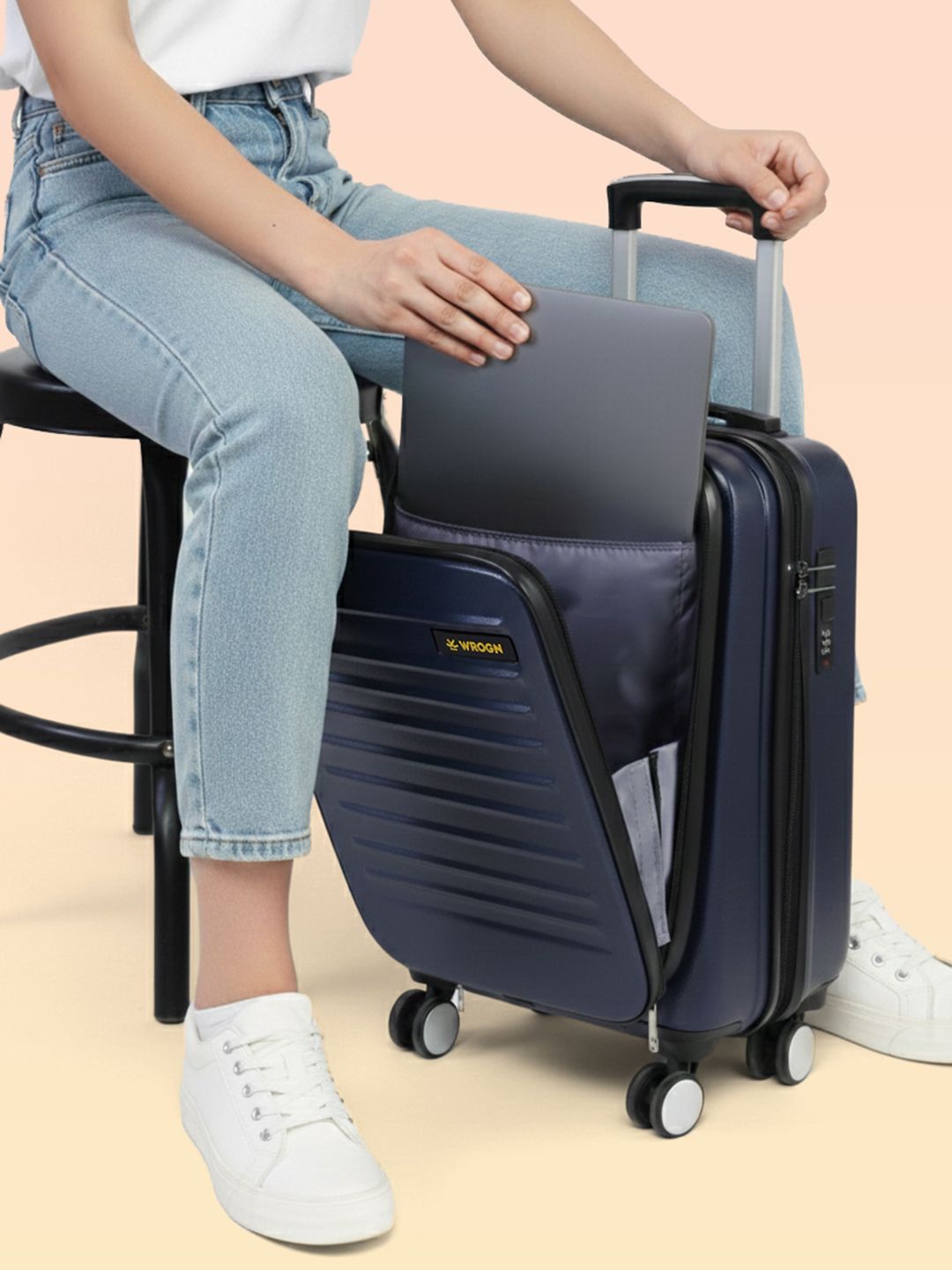 WROGN Unisex Kangaroo Hard Shell Cabin Trolley Suitcase 38L Myntra sale