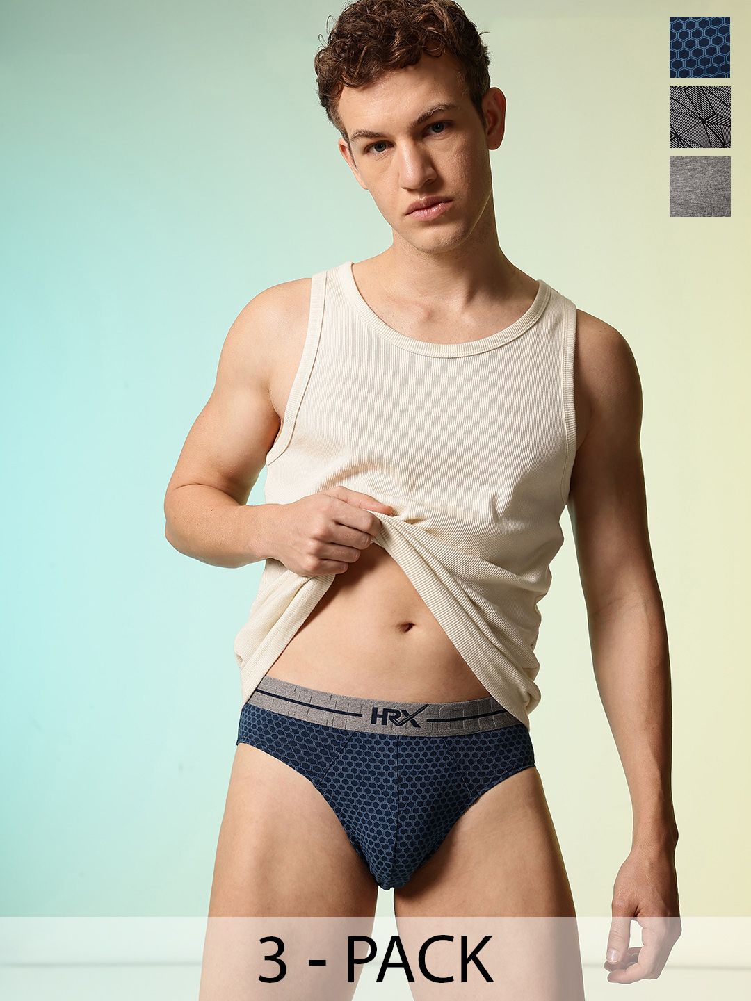 HRX by Hrithik Roshan Men Pack Of 3 Anti-Microbial Printed Briefs HRX_SS25_M_BRF_CS3_002_C Myntra sale
