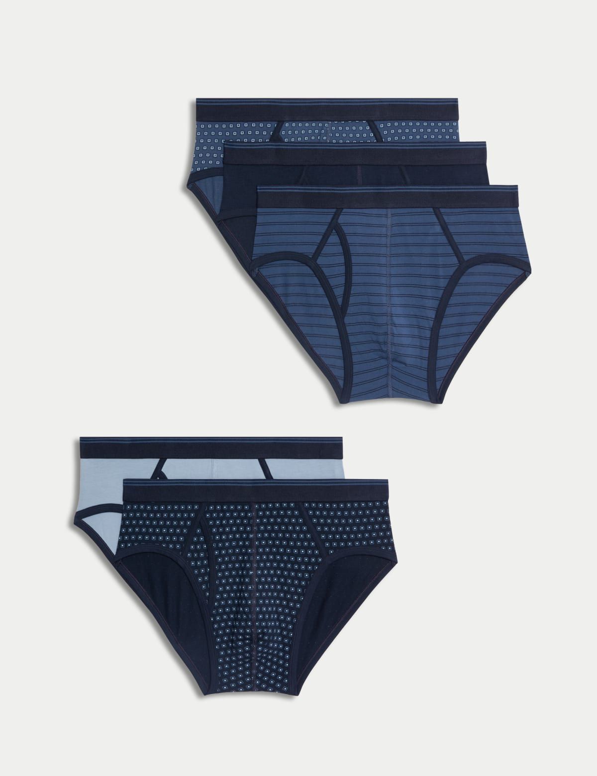 Marks & Spencer Men Pack Of 5 Assorted Mid Rise Hipster Briefs T146801SBLUE MIX Myntra sale