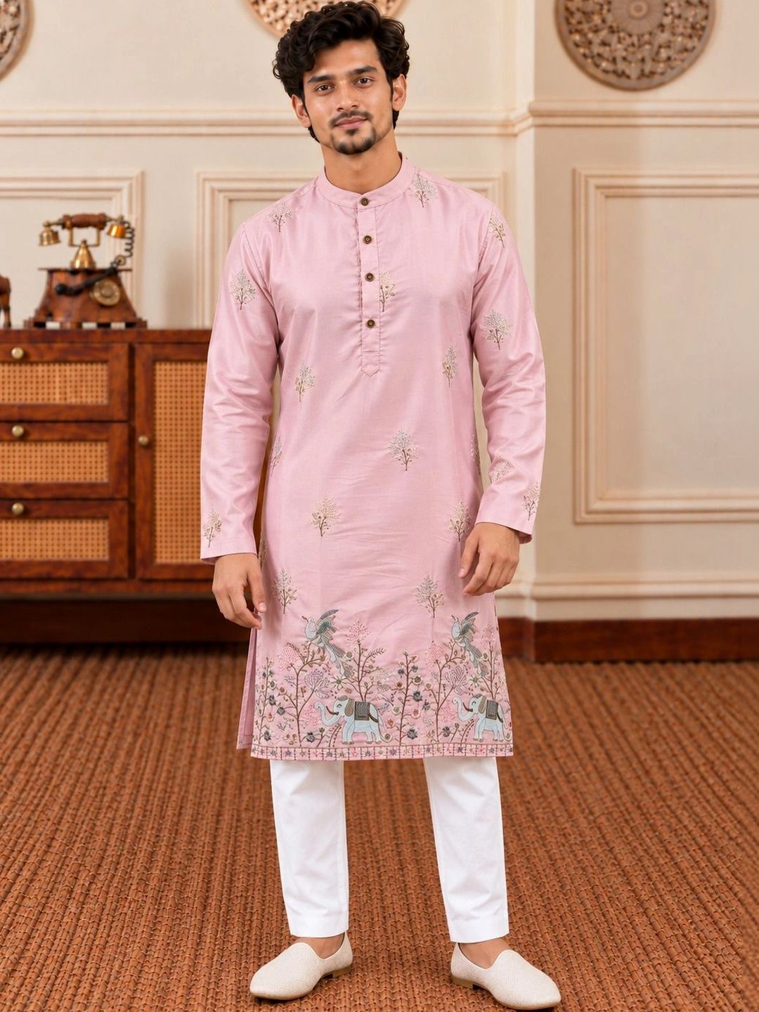 Anouk Men Ethnic Motifs Embroidered Regular Thread Work Kurta with Trousers Myntra sale