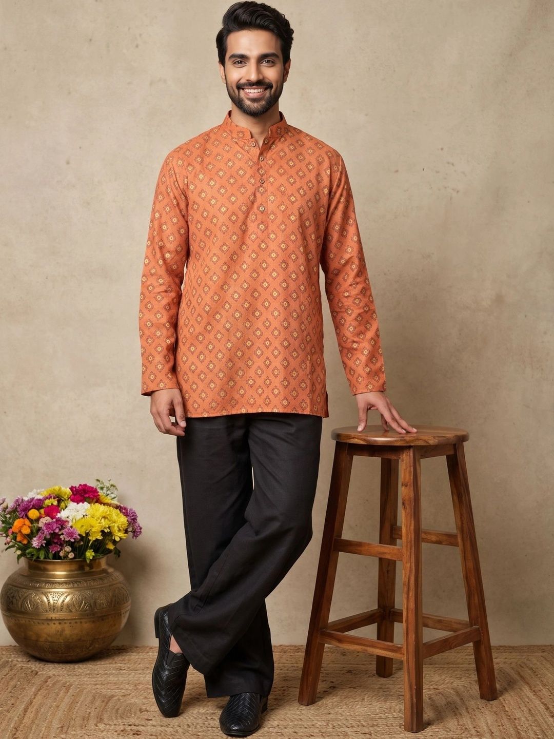 House of Pataudi Men Ethnic Motifs Printed Regular Kurta with Trousers Myntra sale
