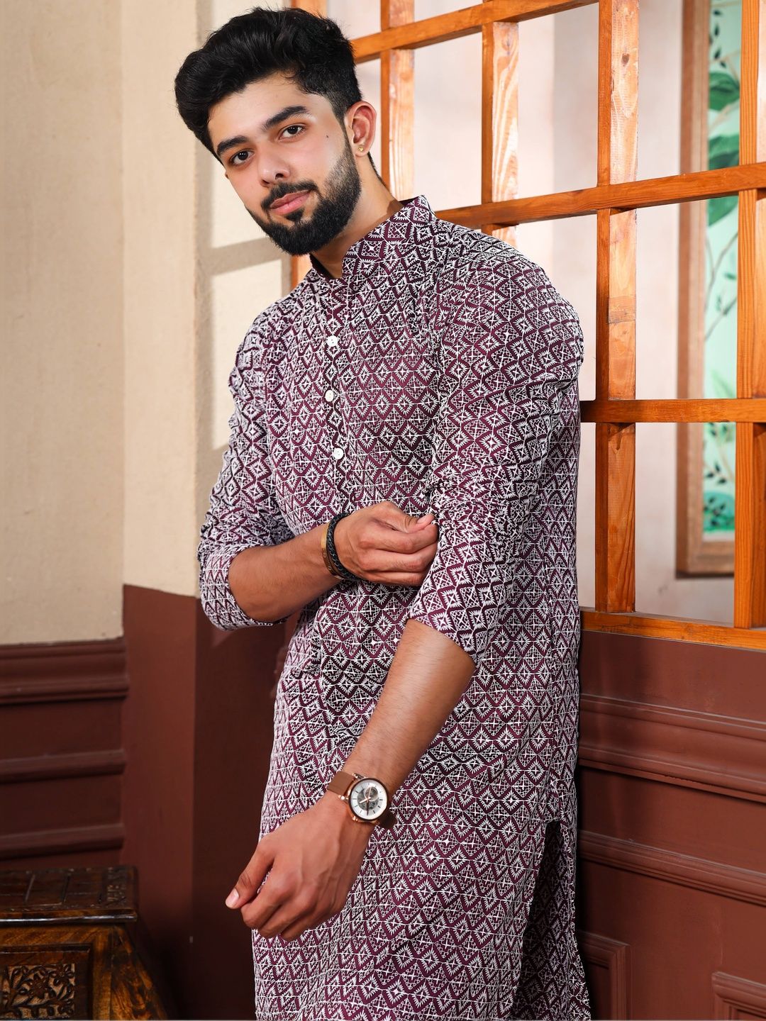 ALMORA Men Printed Regular Kurta with Pyjamas Myntra sale