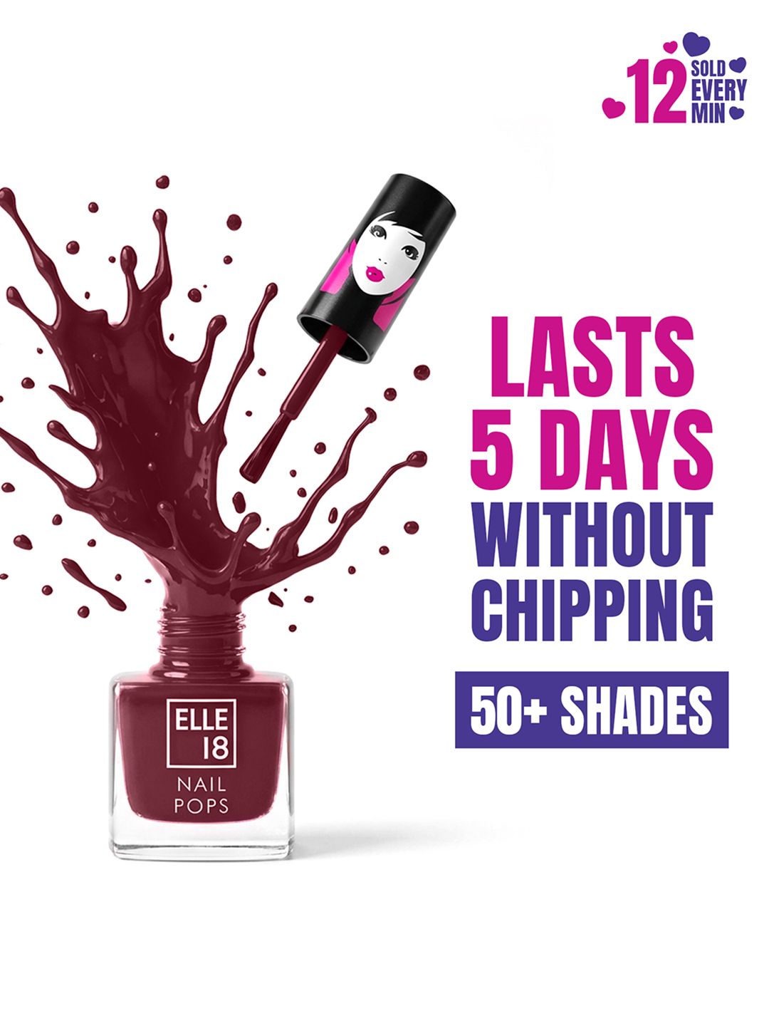 ELLE 18 Nail Pops Long Lasting Nail Polish Quick Dry Formula For Glossy Finish 5ml - 125 Myntra sale