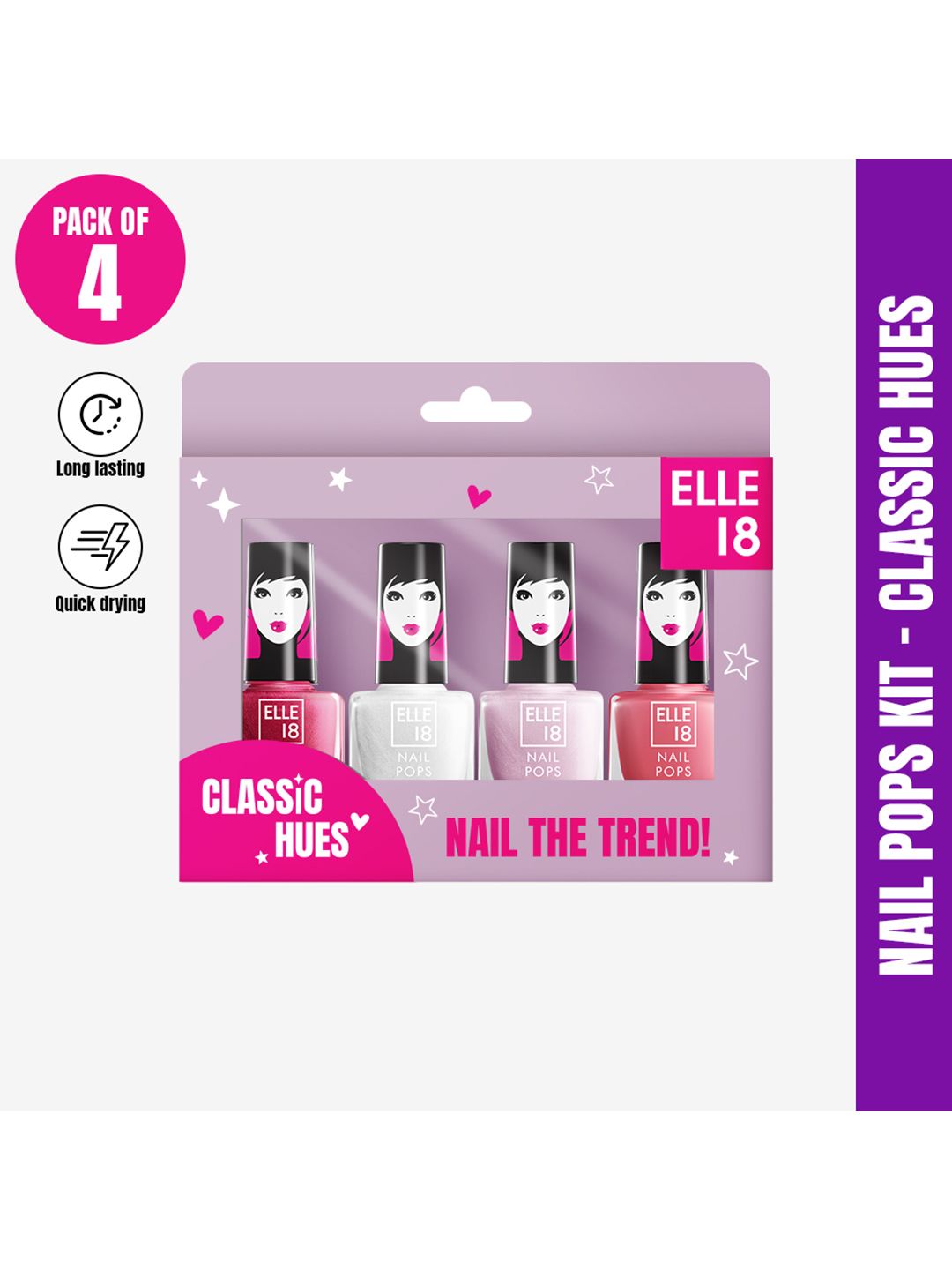 ELLE 18 Long Lasting & Quick Drying Nail Pop Kit - Classic Hues Myntra sale