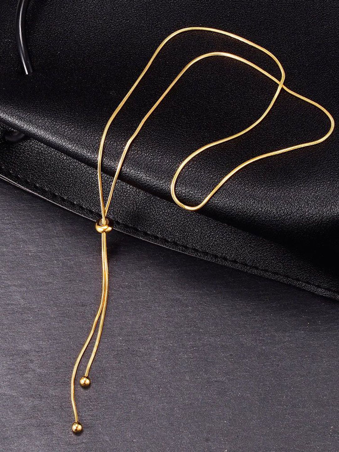 MYKI Gold-Plated Long Bow Necklace Chain Myntra sale