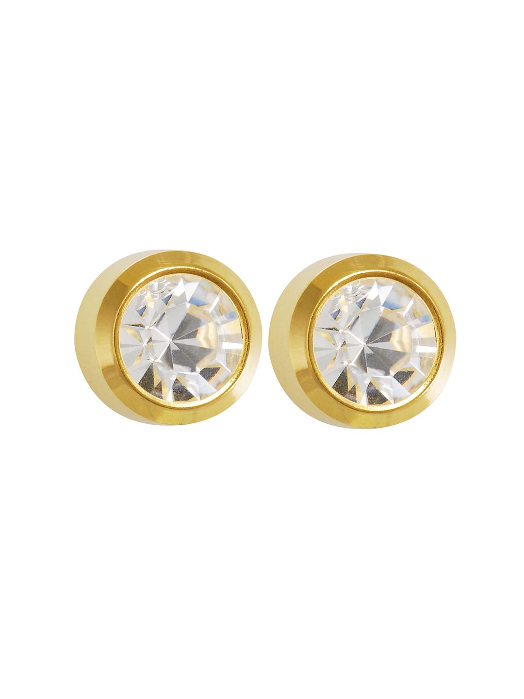 STUDEX 24K Pure Gold Plated Stainless Steel Crystal Studded Circular Shaped Studs Myntra sale