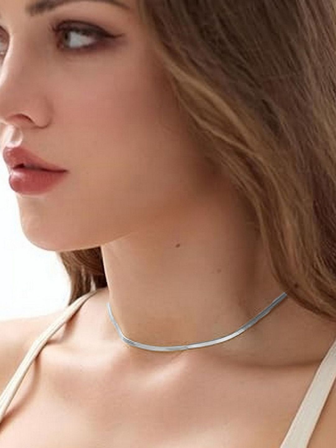 VAMA 14 inches Stainless Steel Silver Flat Snake Herringbone Necklace Chains Myntra sale