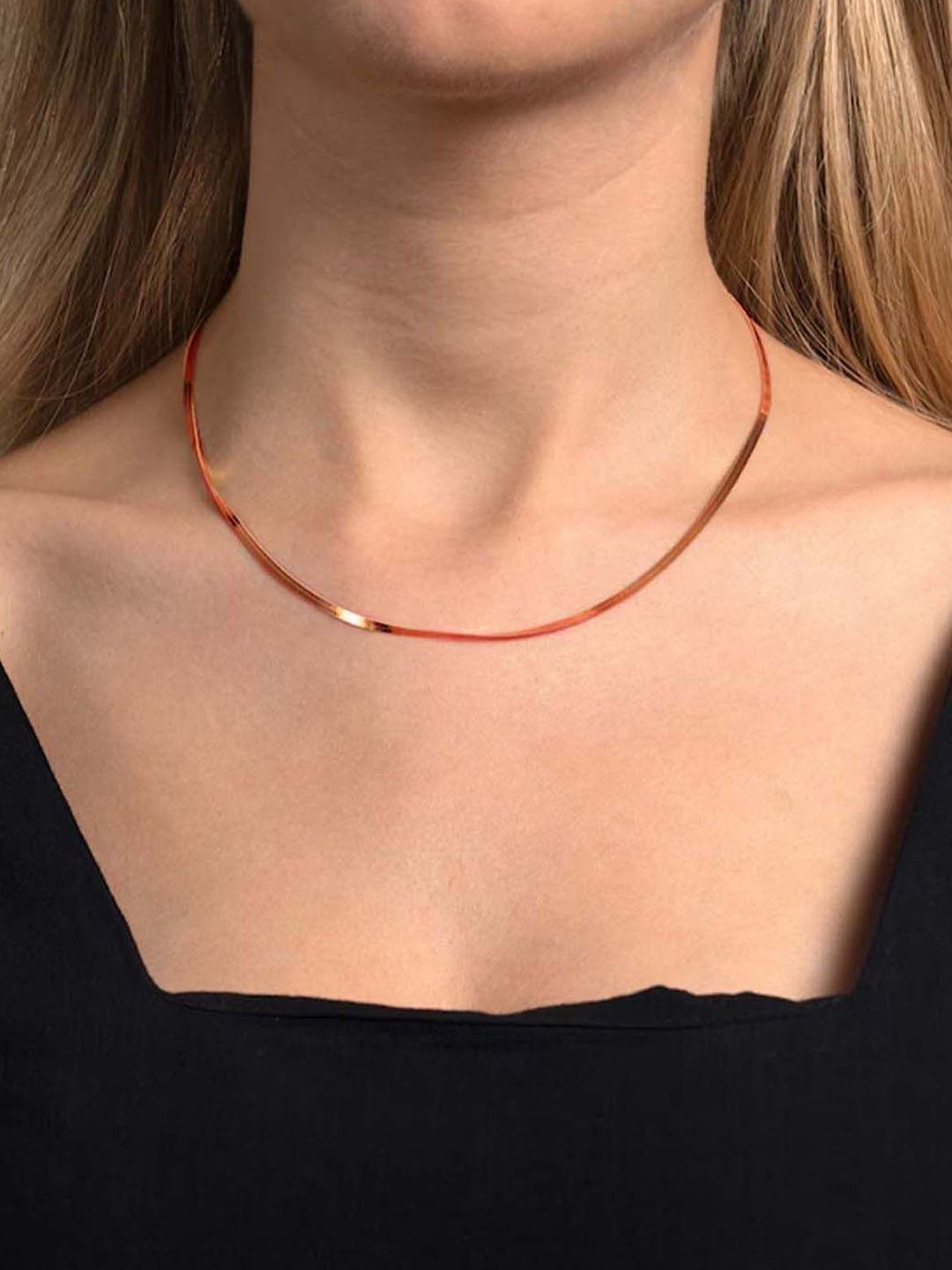 VAMA Women Steel Rose Gold Flat Snake Herringbone Necklace & Chains Myntra sale