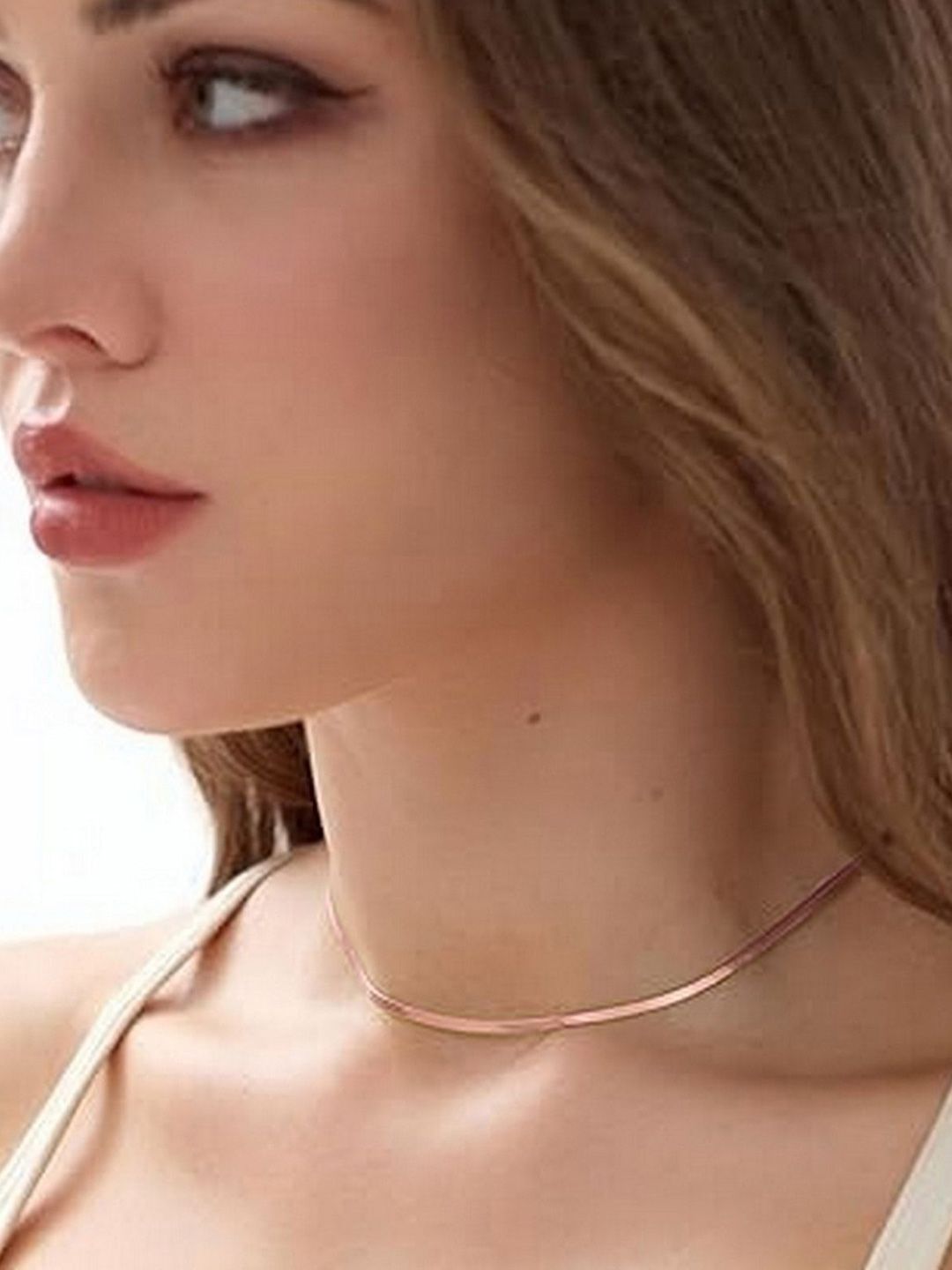 VAMA 14 Inches Stainless Steel Rose Gold Flat Snake Herringbone Necklace Chains Myntra sale