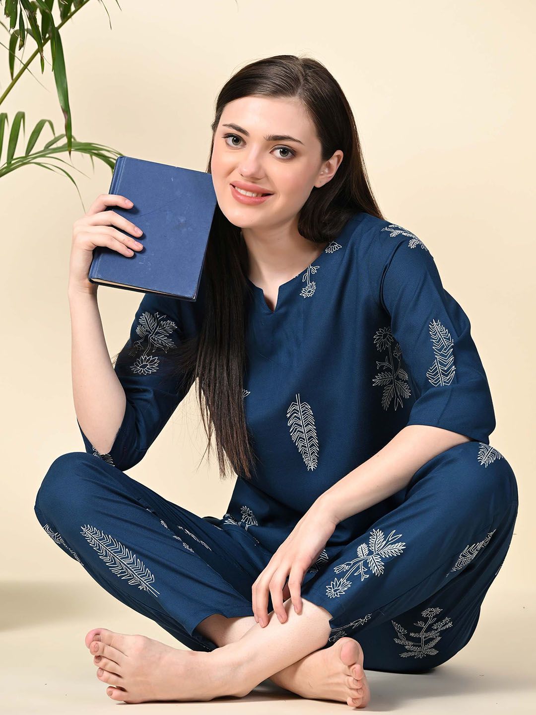 Ichaa Floral Top with Pyjamas Night Suit Myntra sale