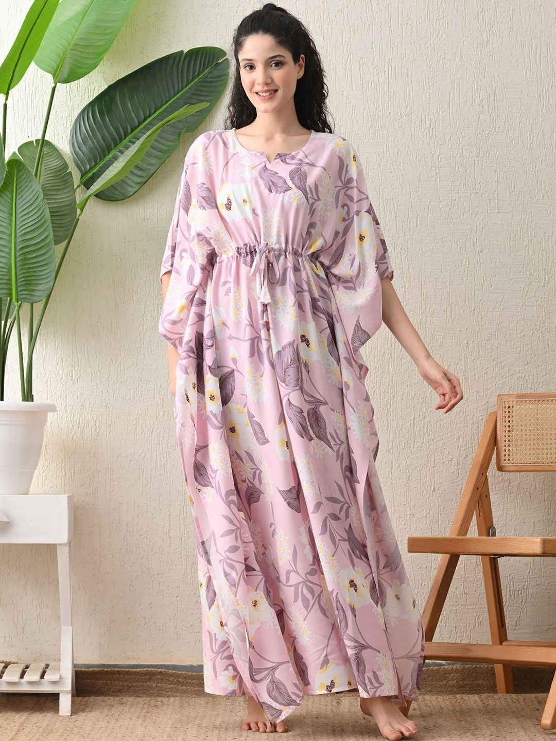 Ichaa Floral Printed Maxi Kaftan Nightdress Myntra sale
