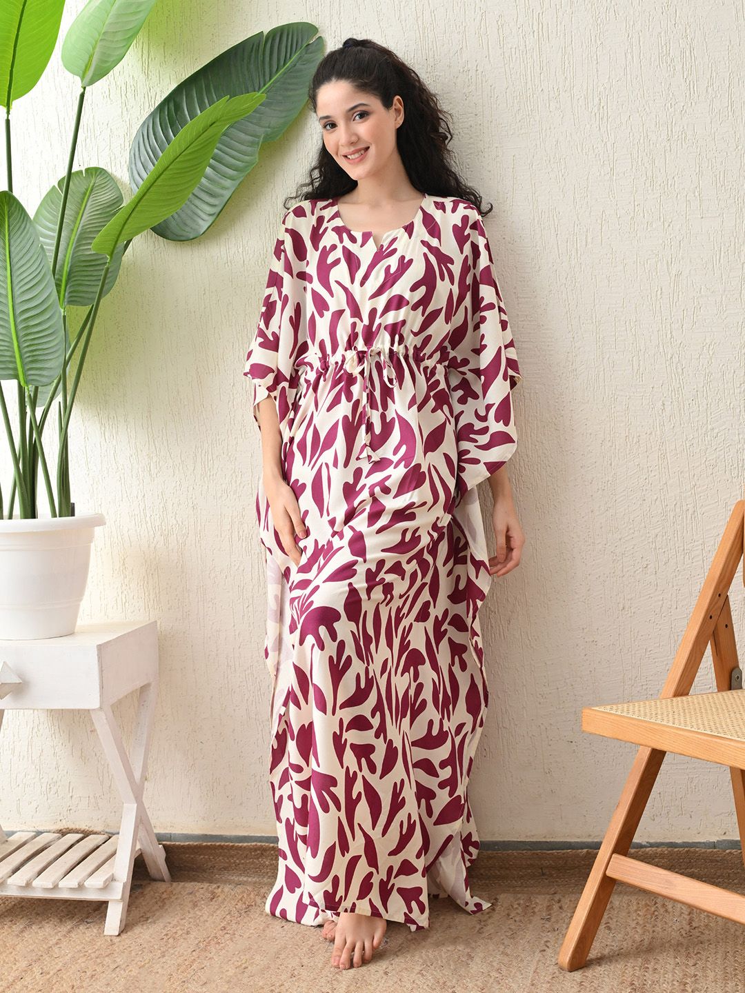 Ichaa Women Printed Maxi Kaftan Nightdress Myntra sale
