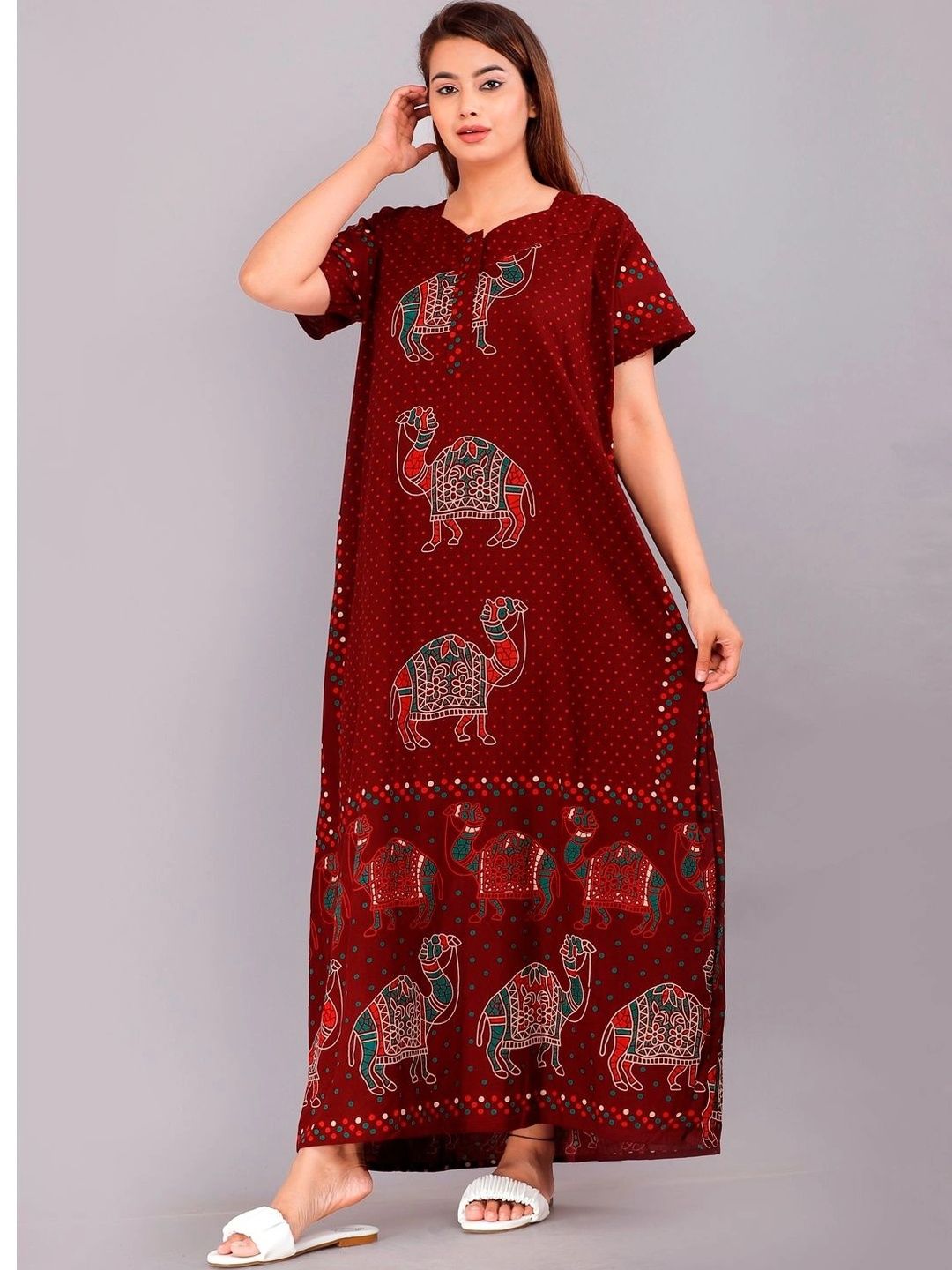 VRSU Printed Maxi Nightdress Myntra sale