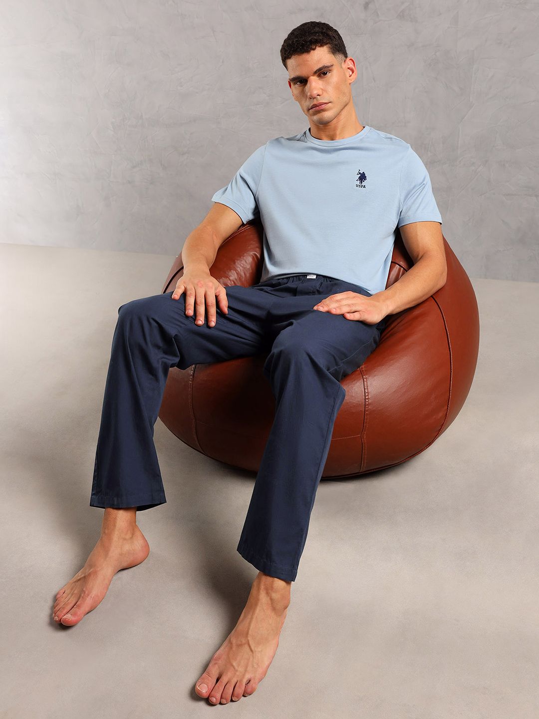 U.S. Polo Assn. Men Pure Cotton Straight-Leg T-Shirt & Pyjamas Myntra sale