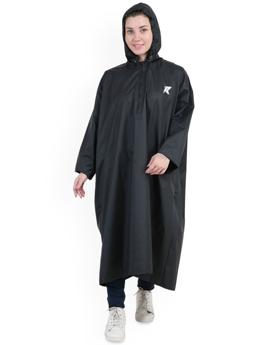 Rocksport Black Waterproof Polyester Hooded Rain Poncho with Backpack Protection Myntra sale