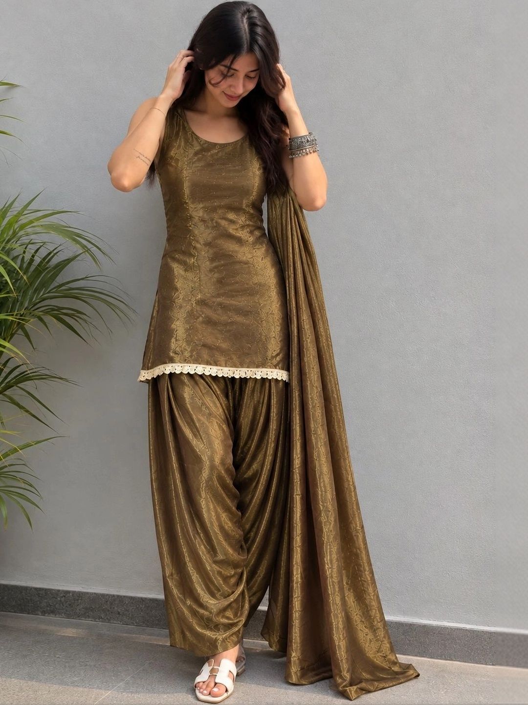 Sangria Women Ethnic Motifs Regular Kurta with Patiala & With Dupatta Myntra sale