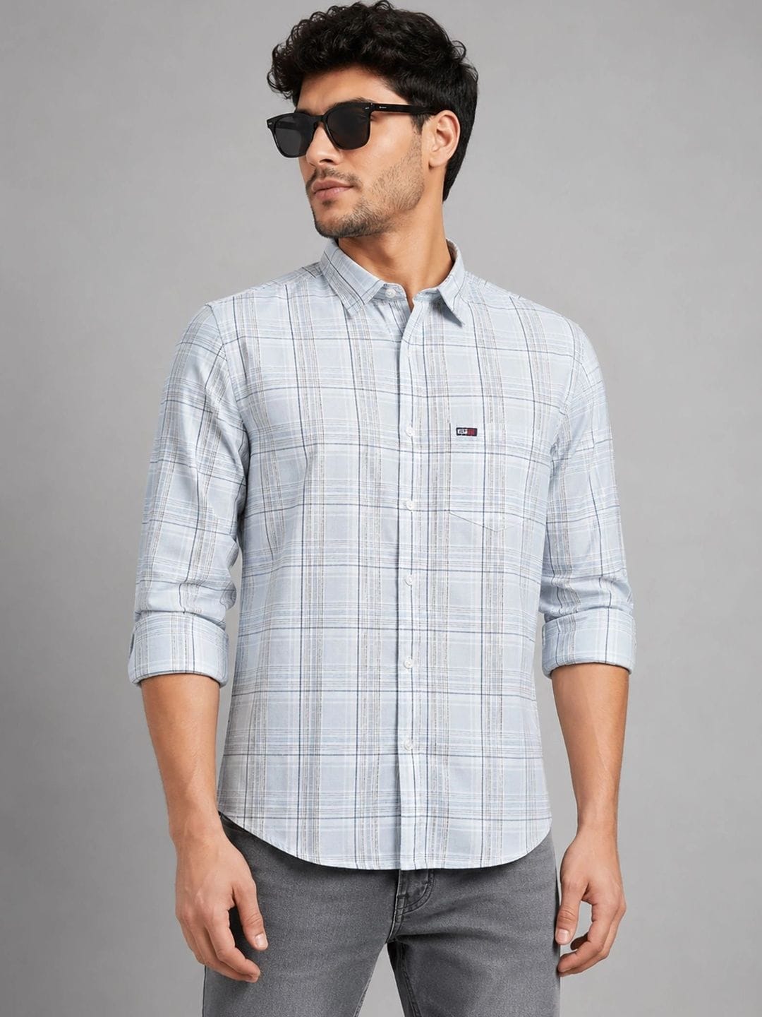 U.S. PITCHERS Men Modern Slim Fit Checked Casual Shirt Myntra sale