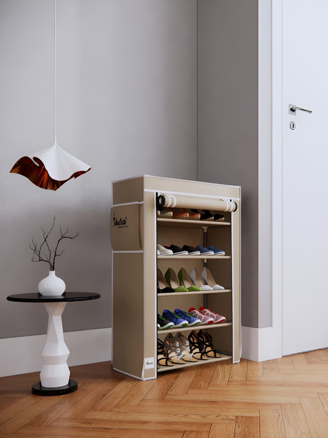 Pamworld Beige 5-Tier Rectangle Shoe Rack Myntra sale