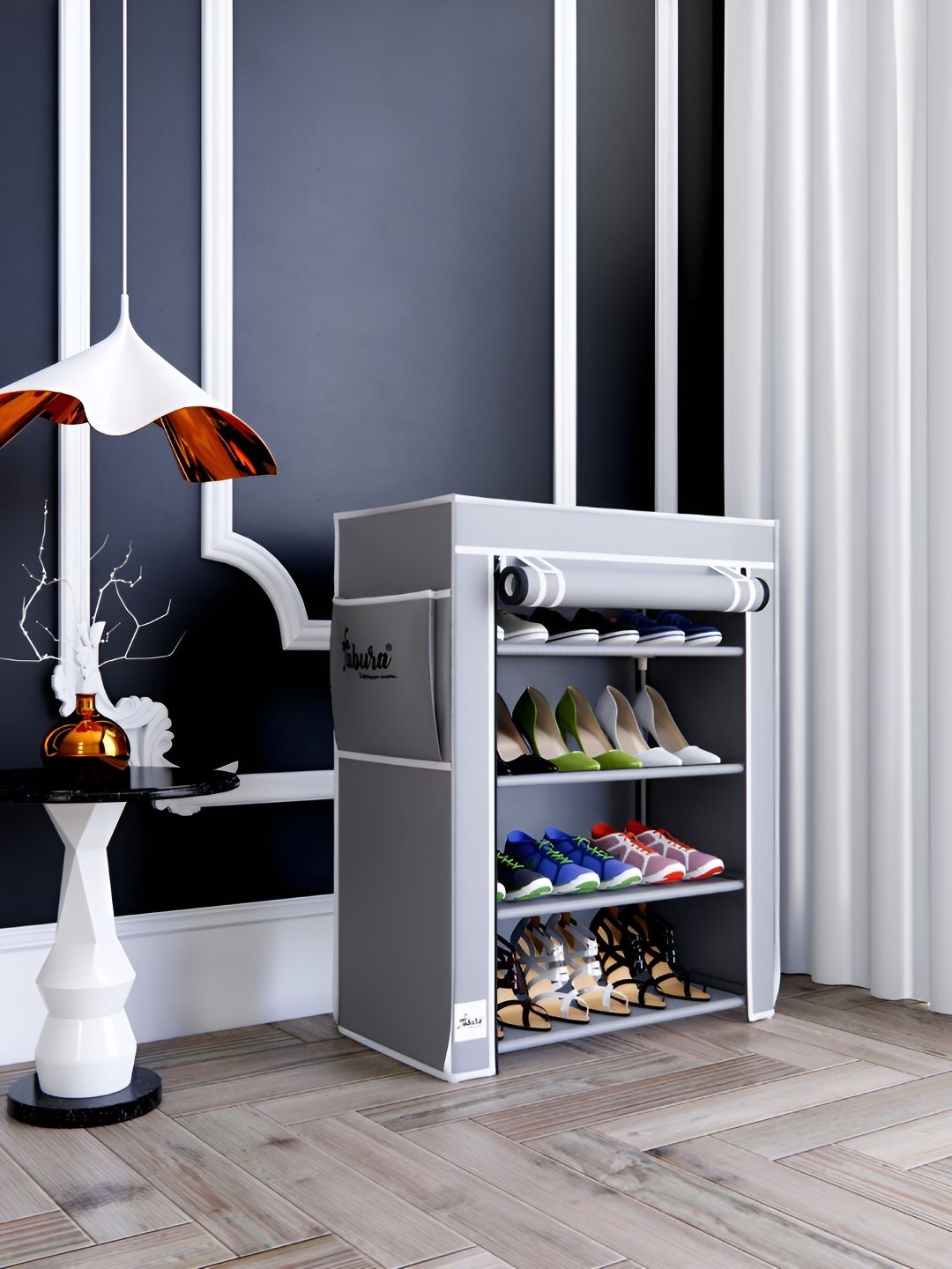 Pamworld Grey 4-Tier Rectangle Shoe Rack Myntra sale