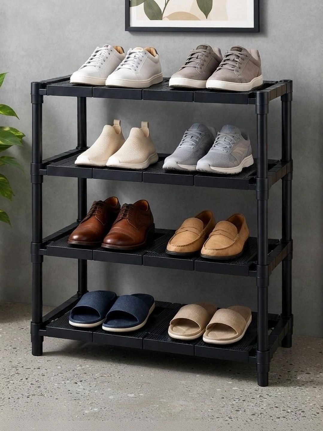 UKDI MUKDI Black 4-Layers Shoe Rack Myntra sale