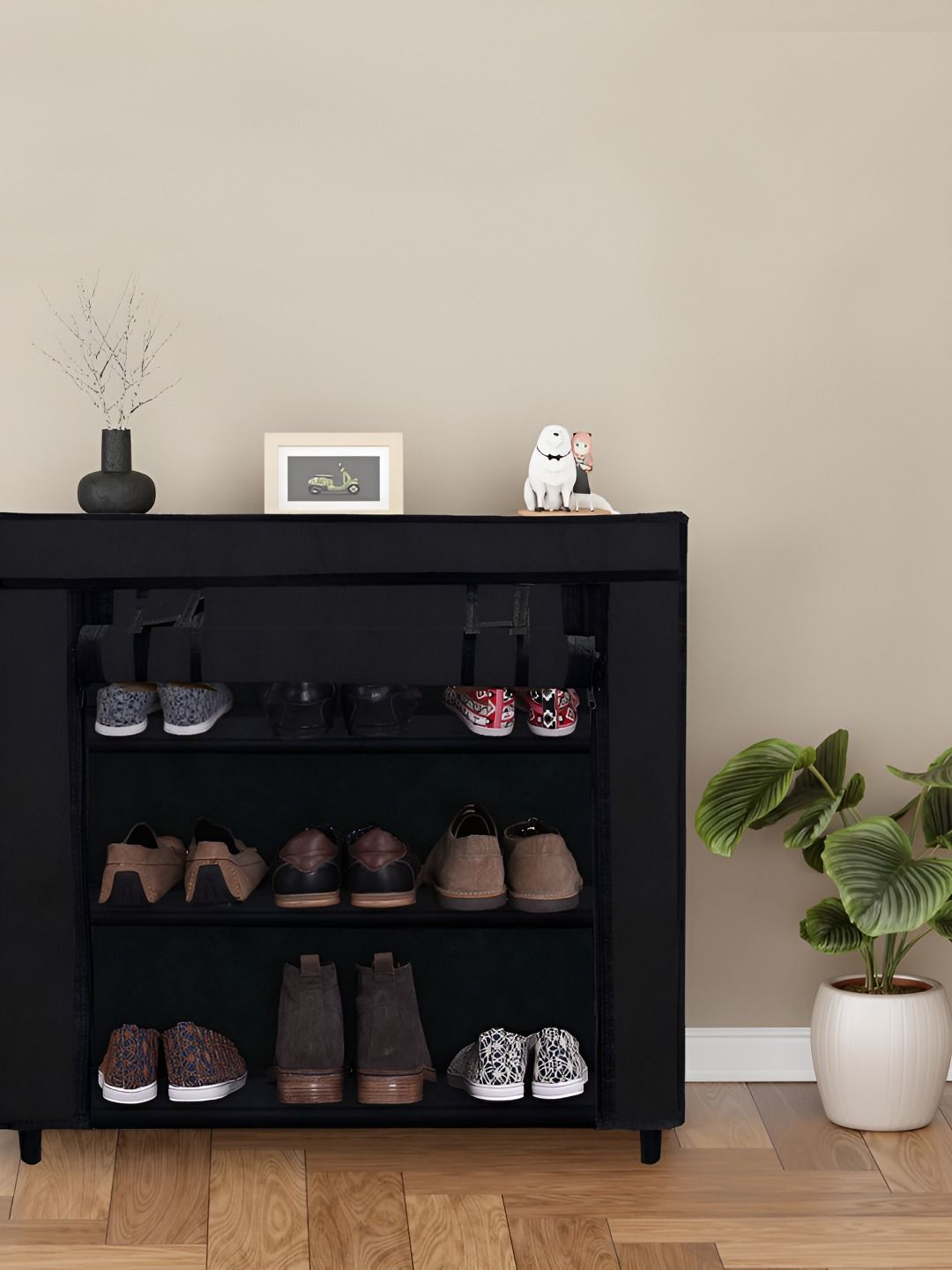 Rmerchants Black 3 Layers Stainless Steel Collapsible Shoe Rack Myntra sale