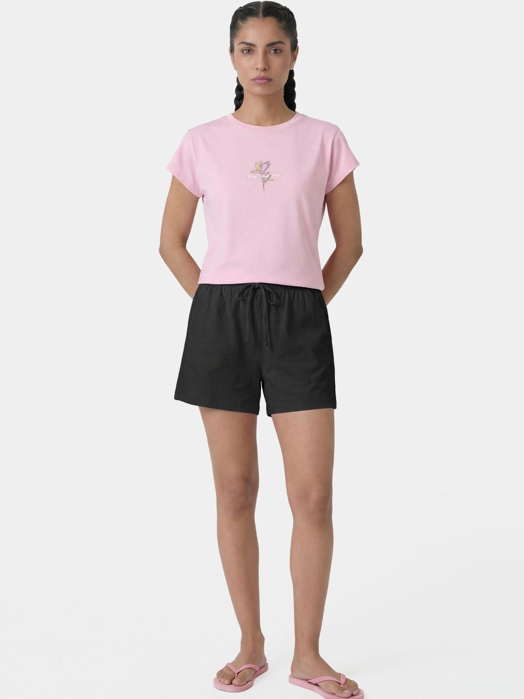 Enamor Women Black Lounge Shorts Myntra sale