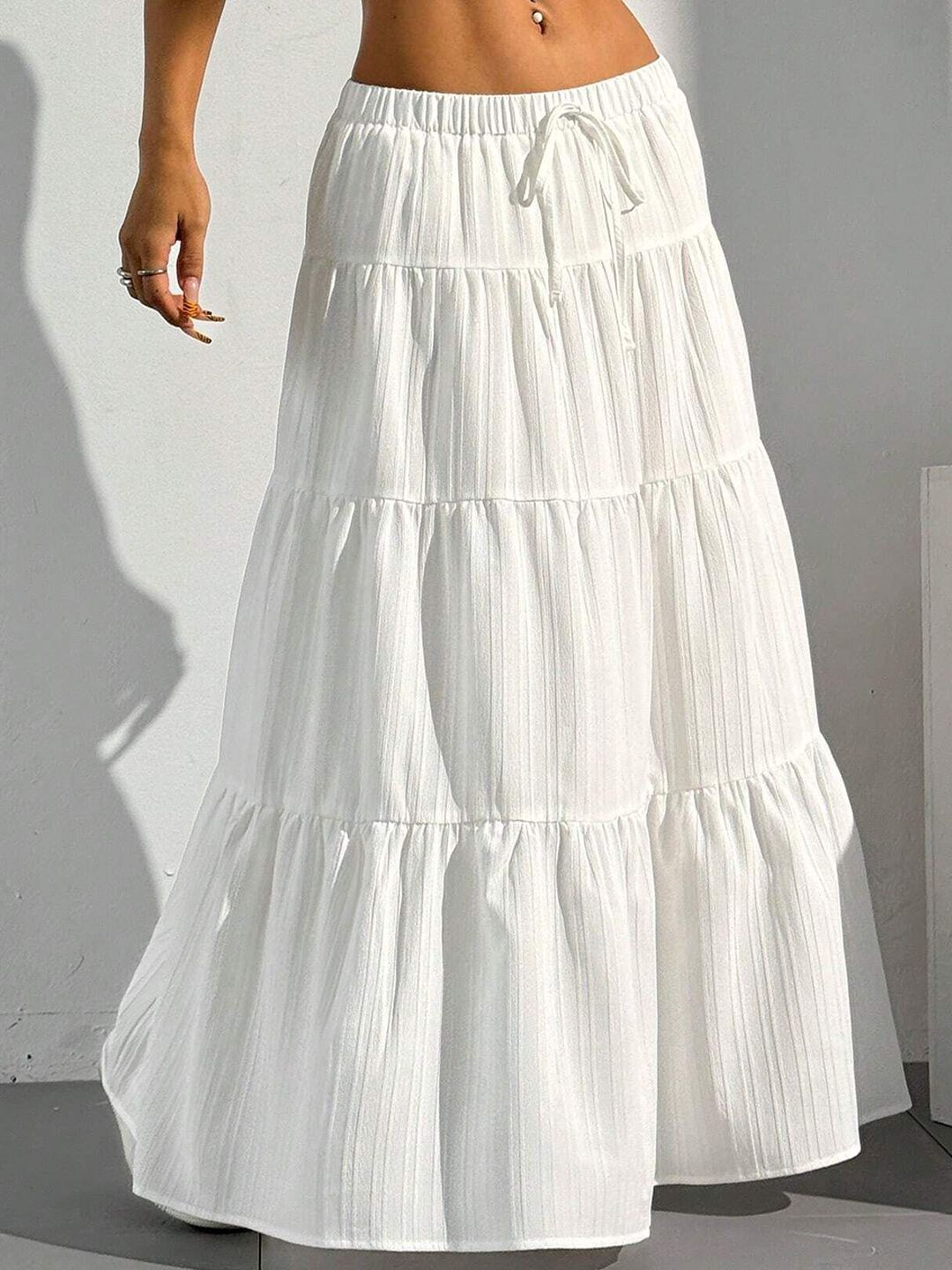 FLOWERVELLY Gathered Flared Maxi Skirt Myntra sale
