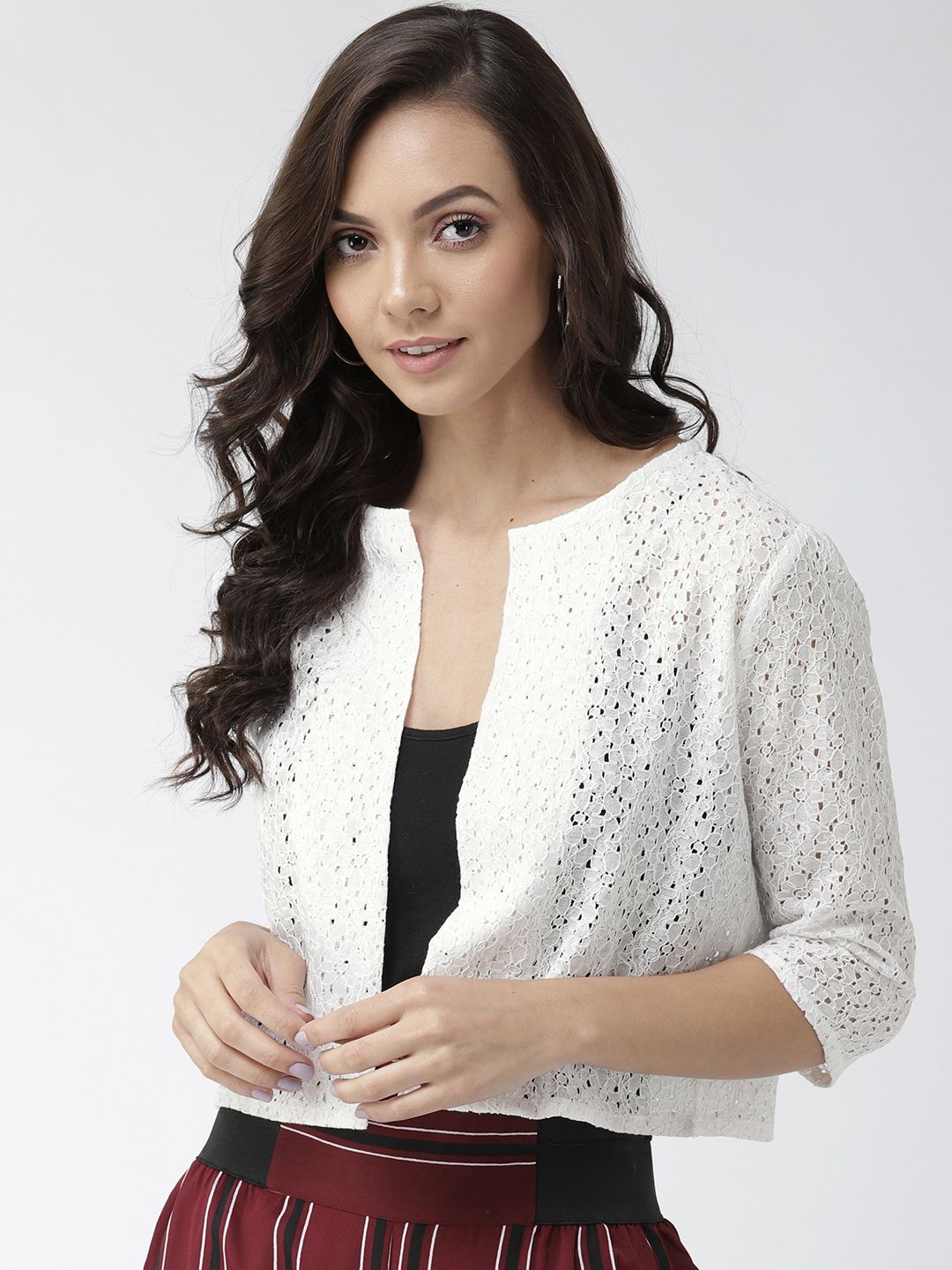 Style Quotient Style Quotient Women White Self Design Open Front Shrug Myntra sale