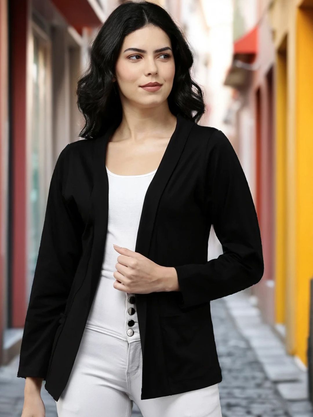 Kryptic Kryptic Open Front Cotton Shrug Myntra sale