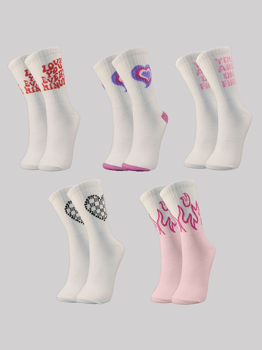 TRAZO Women Pack Of 5 Self Design Calf-Length Socks Myntra sale