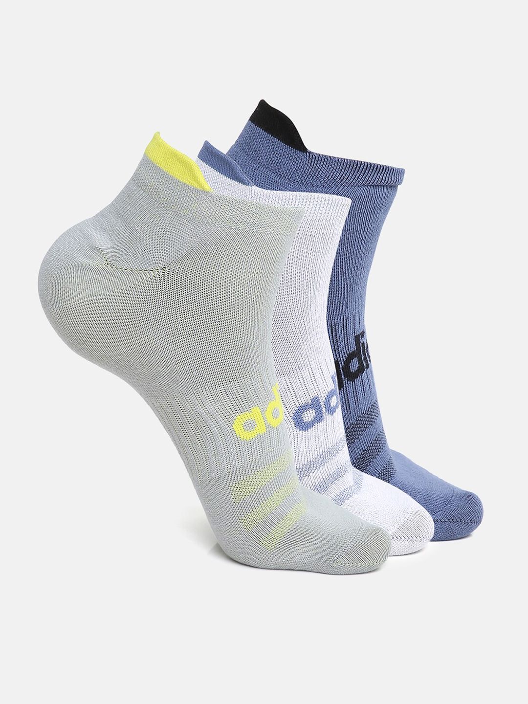 ADIDAS Men White & Blue Pack of 3 Patterned Low Cut Socks Myntra sale