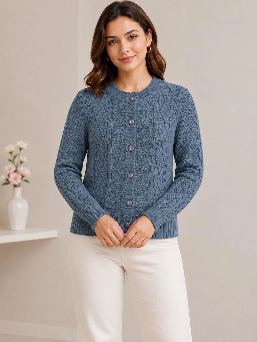 FIRST SLEEP Women Cable Knit Woollen Cardigan Myntra sale