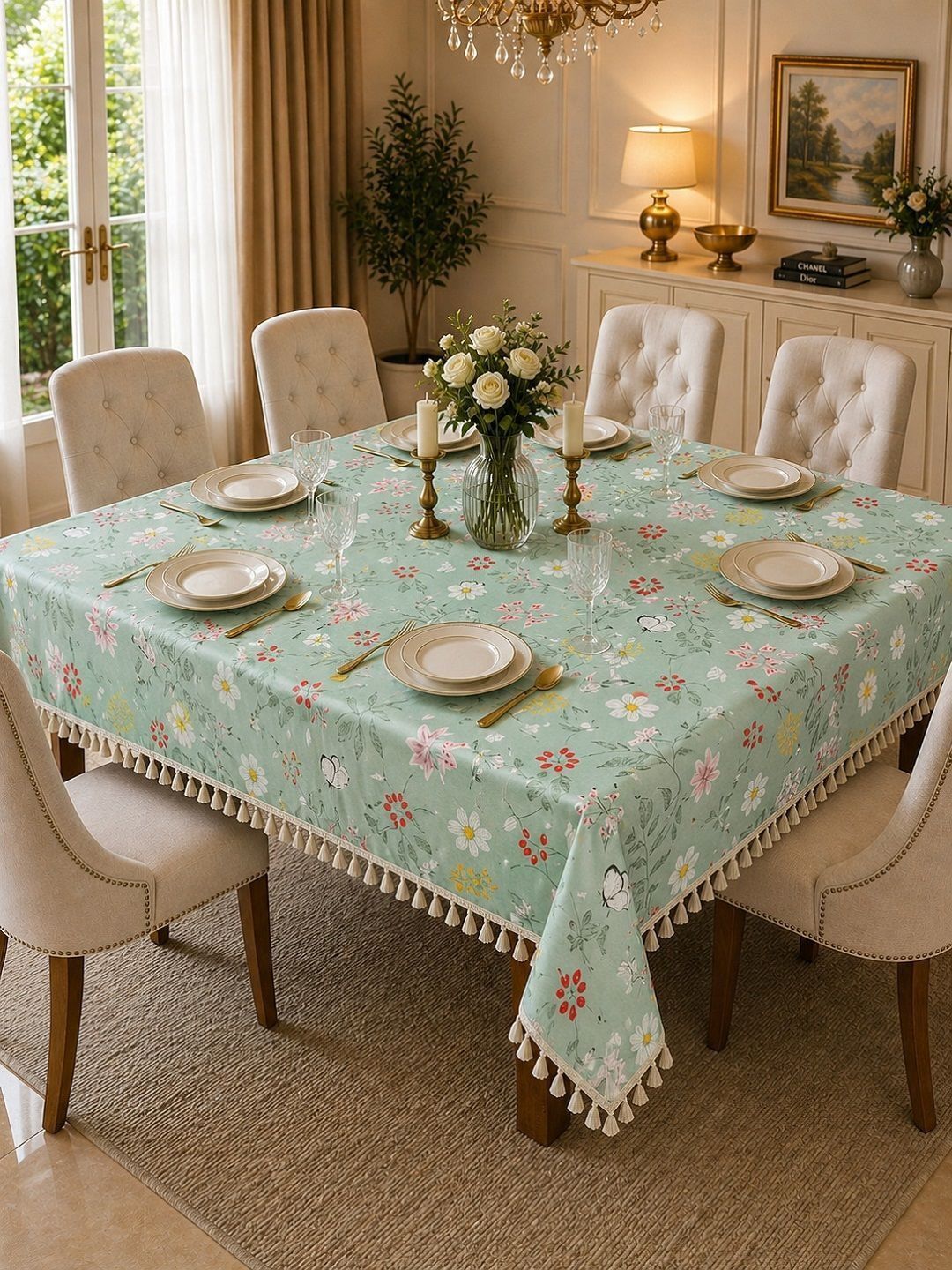 RRC Green Floral 6-Seater Table Cover Myntra sale