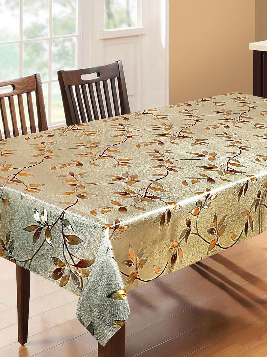 Dakshya Industries Beige & Brown Floral Waterproof 6-Seater Table Cover Myntra sale