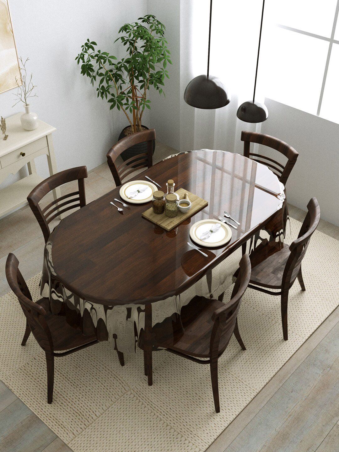 Clasiko Transparent PVC Anti Slip Oval 6 Seater Dining Table Cover Myntra sale