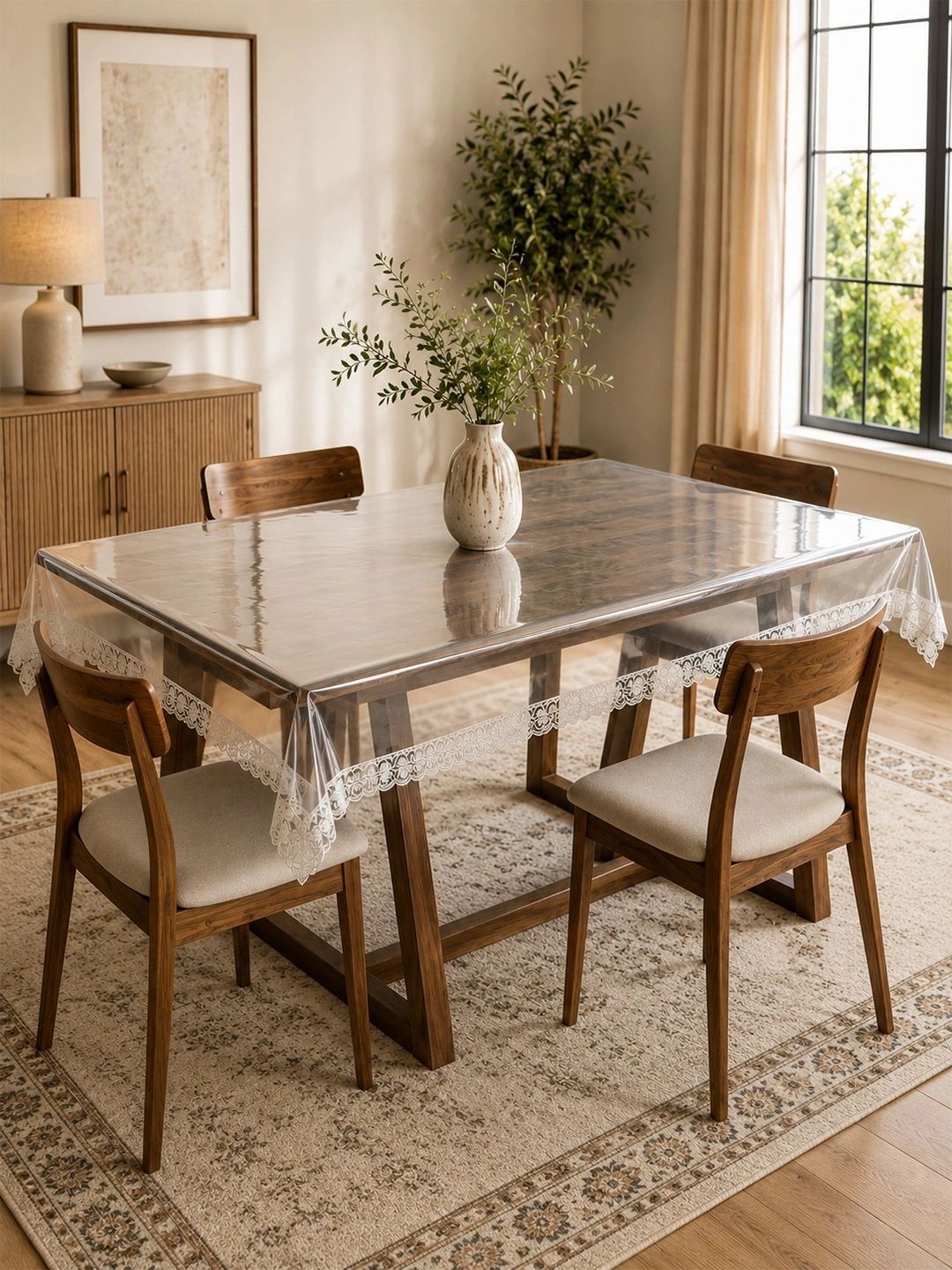 The Home Story Transparent Anti-Slip 4-Seater Table Cover with Embellished details Myntra sale