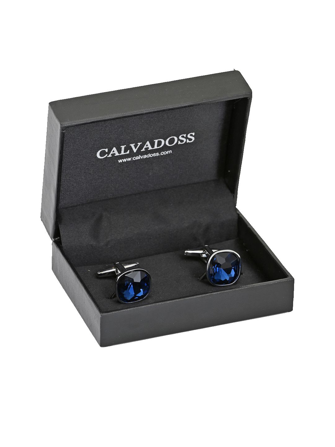 Calvadoss Navy Blue & Silver-Plated Square Cufflinks Myntra sale