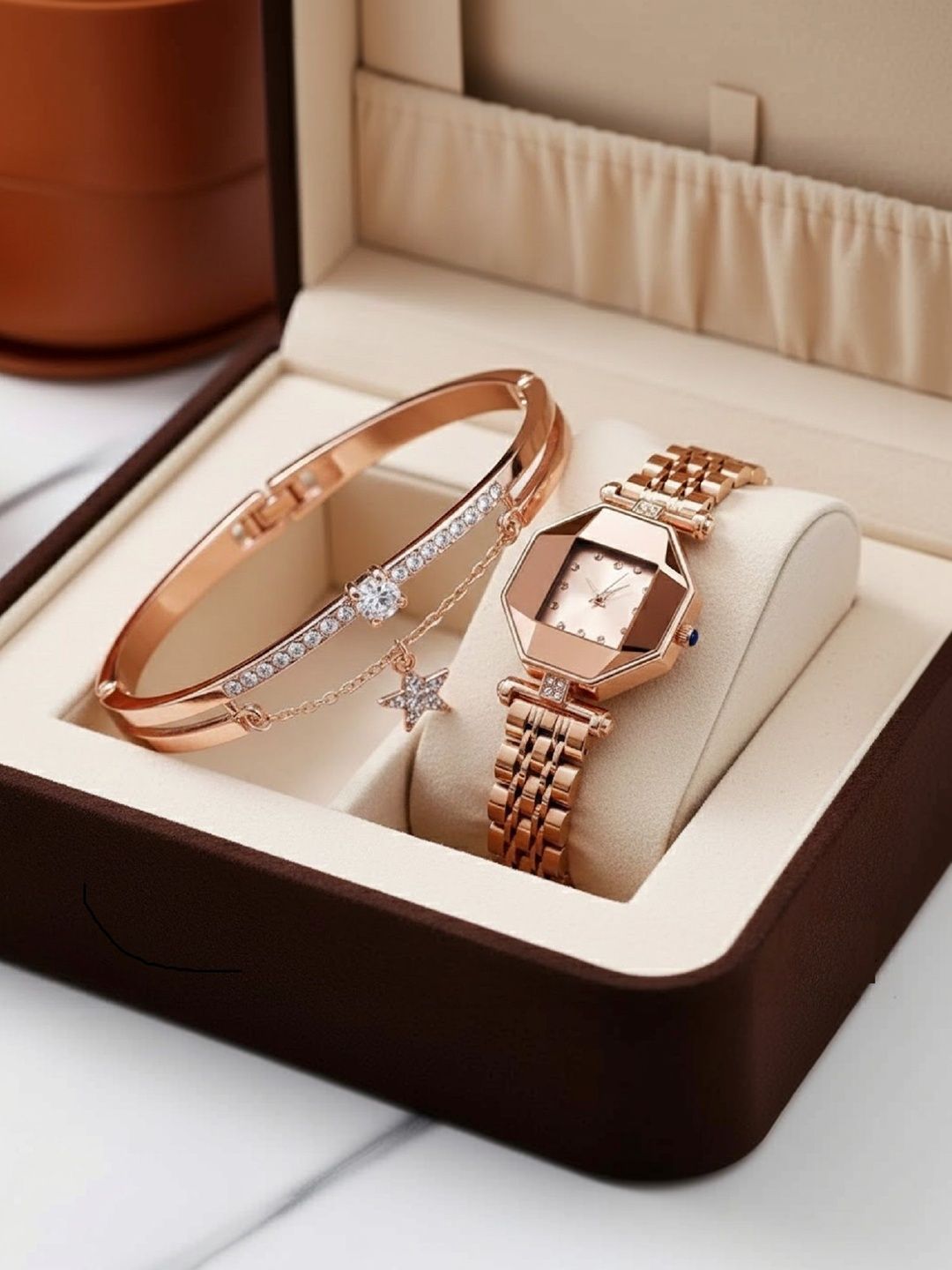 SZN Diamond-Shaped Analog Watch With Bracelet Myntra sale