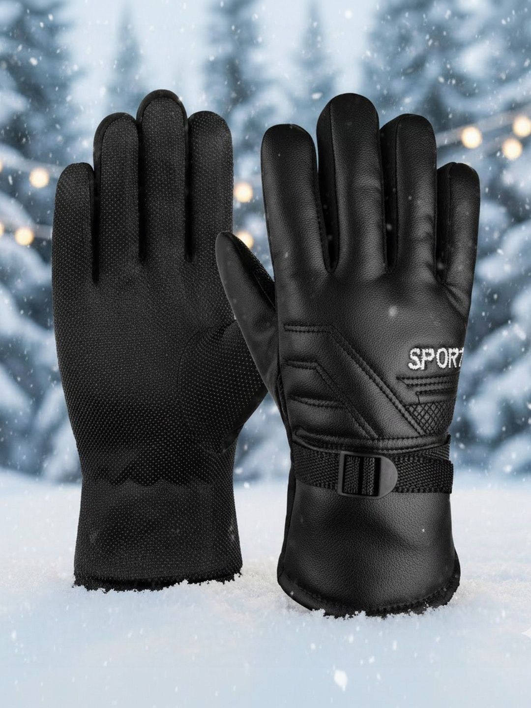 Infispace Unisex Leather Warm Waterproof Gloves with Secure Fit Strap Myntra sale