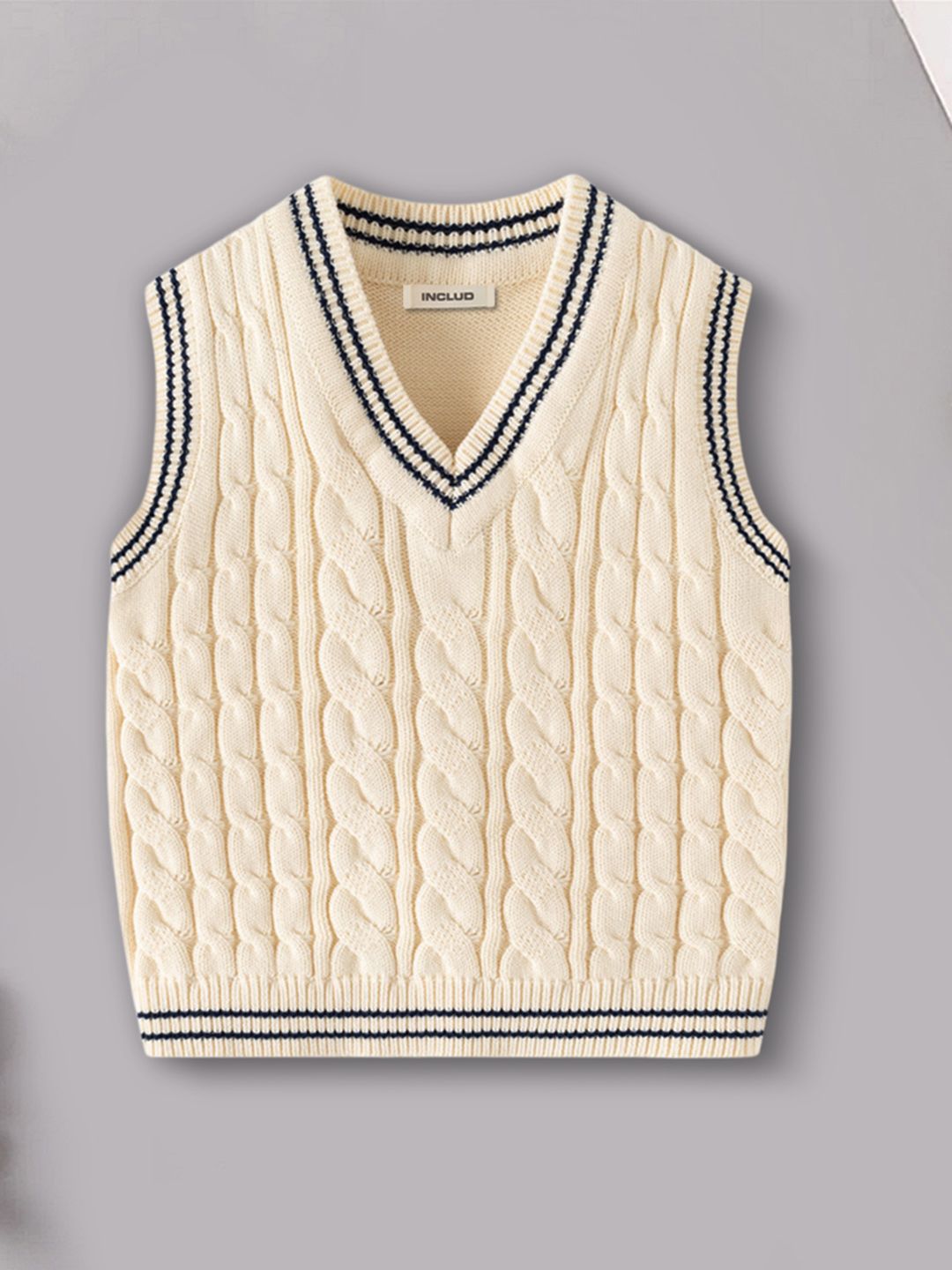 INCLUD Boys V-Neck Cable Knit Sweater Vest Myntra sale