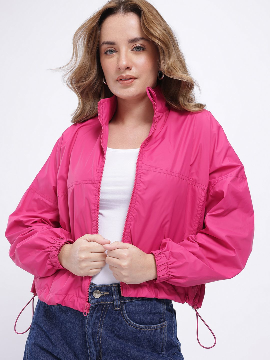 glitchez Drop-Shoulder Windcheater Toggle Hem Jacket Myntra sale