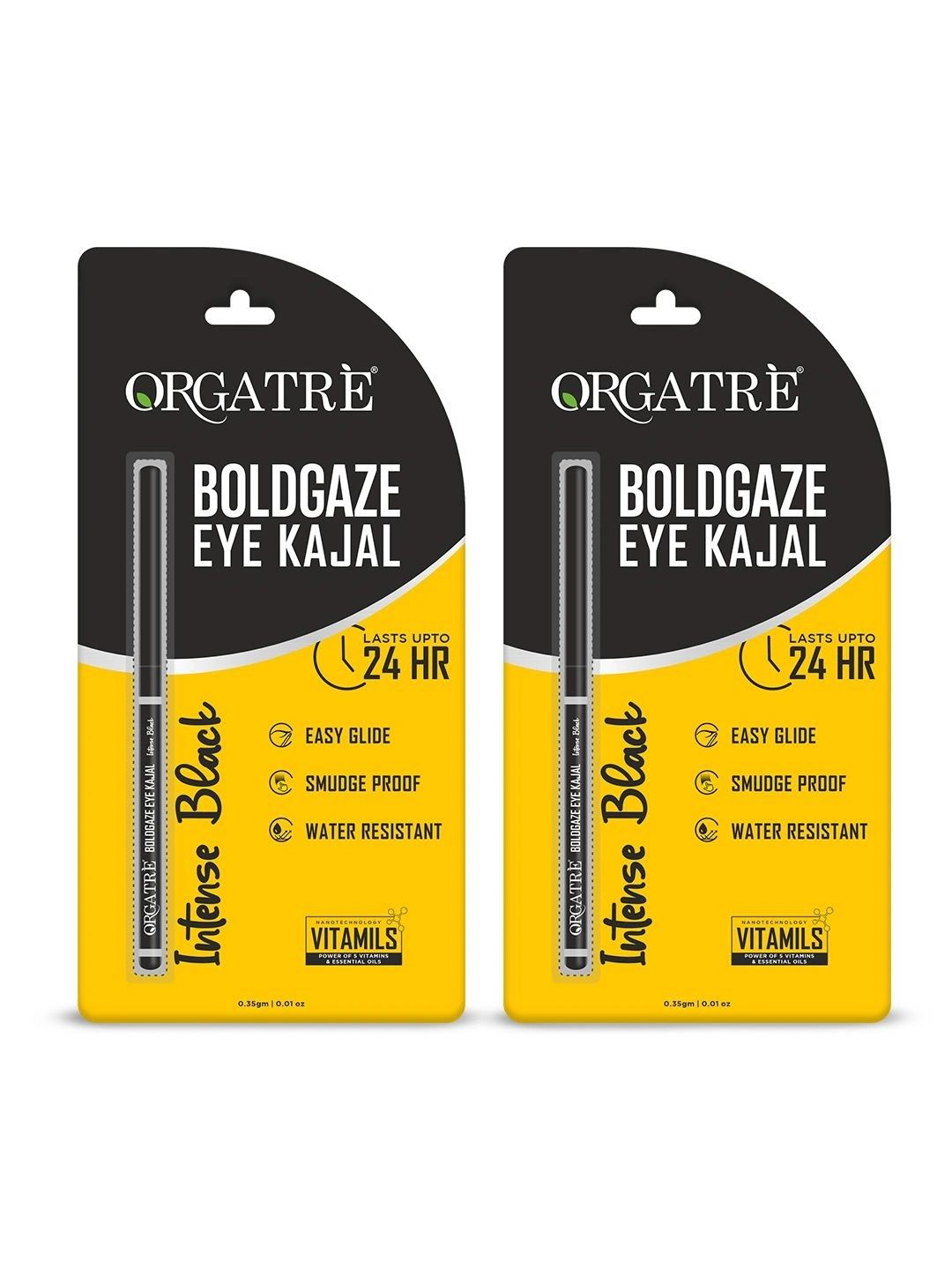 Orgatre Set Of 2 BoldGaze Waterproof Eye Kajal - 0.35g Each - Black Myntra sale