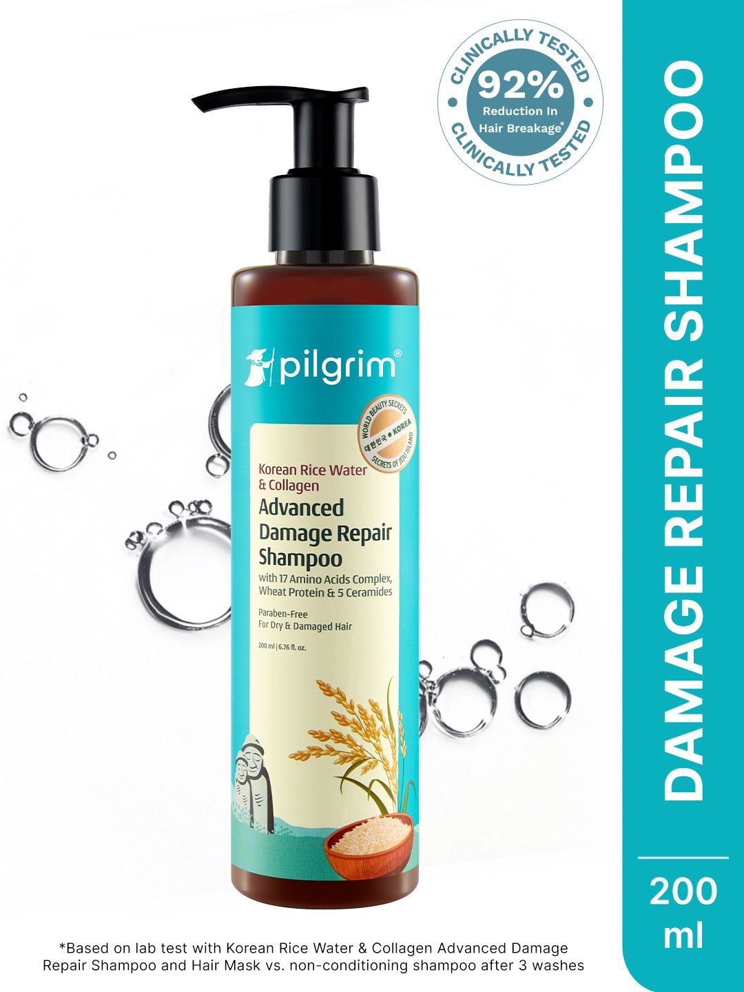 Pilgrim Korean Rice Water & Collagen Advanced Damage Repair Shampoo - 200ml Myntra sale