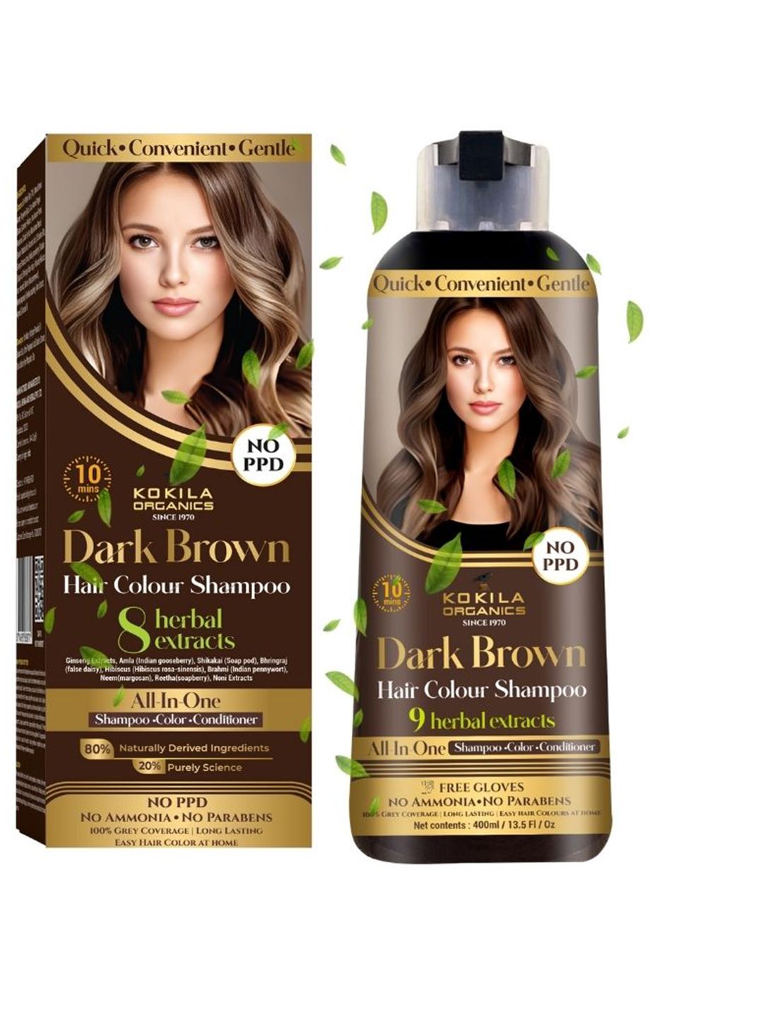 KOKILA Organics Hair Color Shampoo With Natural Extracts 400 ml - Dark Brown Myntra sale