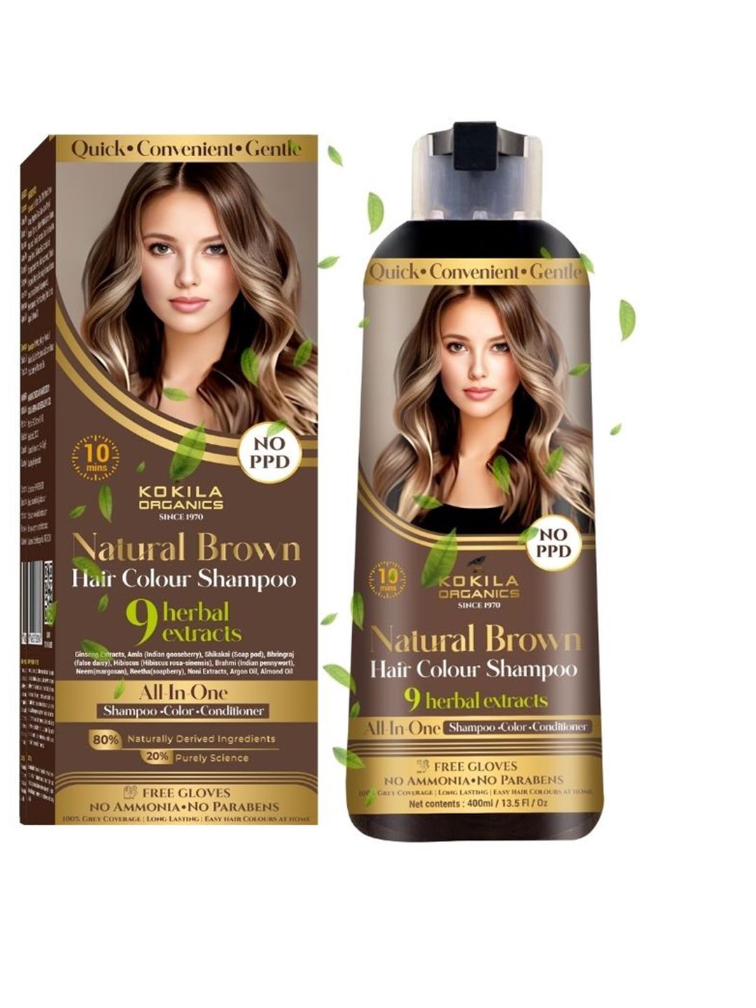 KOKILA Organics Hair Colour Shampoo - 400 ml - Natural Brown Myntra sale