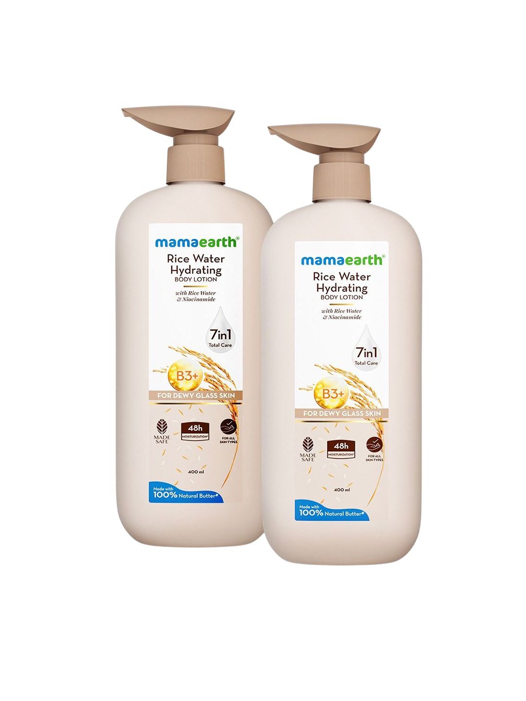 Mamaearth Set Of 2 Rice Water Hydrating Body Lotion - 400 ml Each Myntra sale