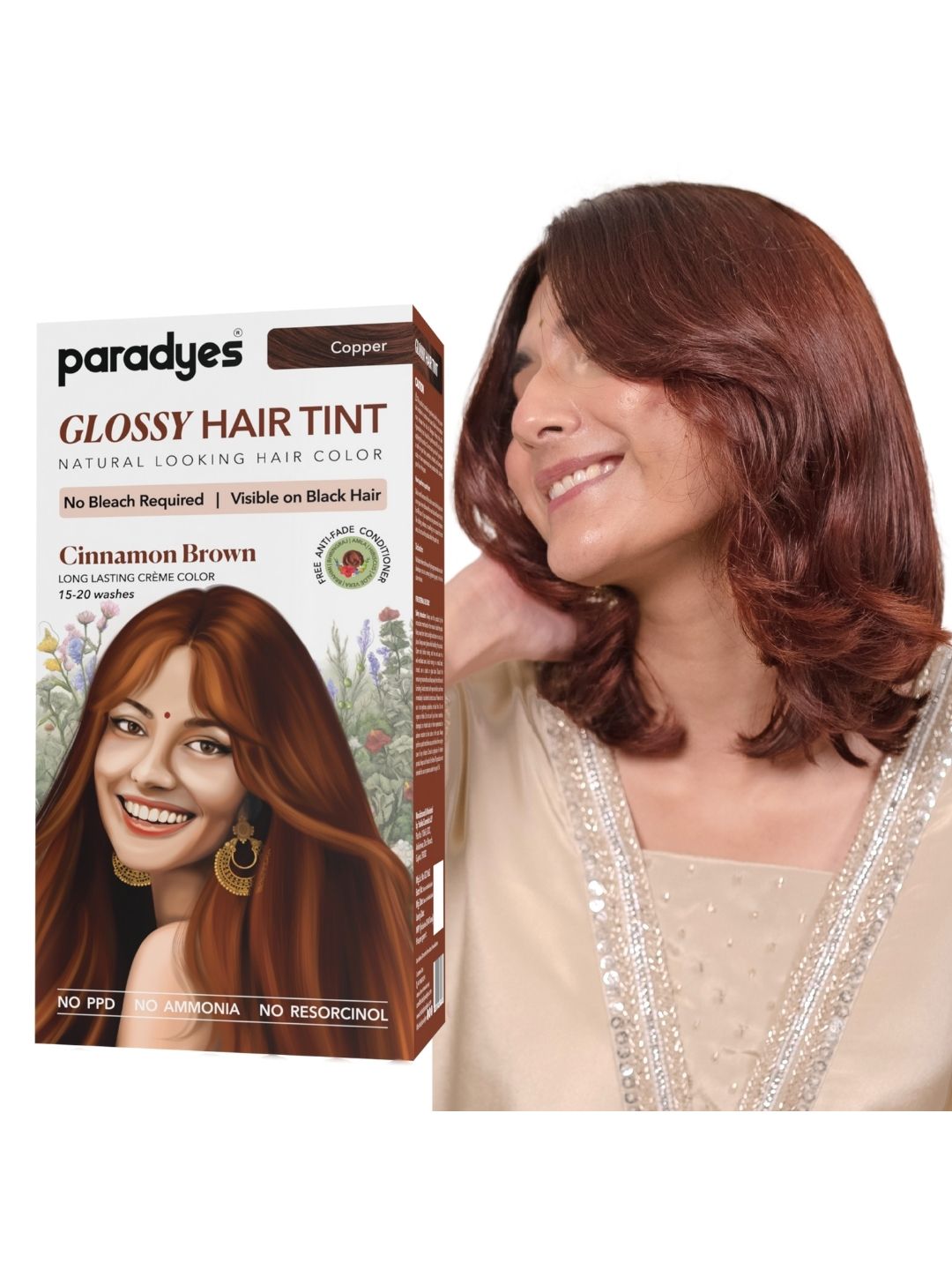Paradyes Semi-Permanent Creme Glossy Tint Hair Color 160g- Cinnamon Brown- Copper Myntra sale